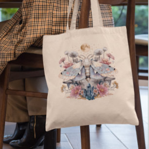 Celestial Moth Crystal Floral Moon   Tote Bag