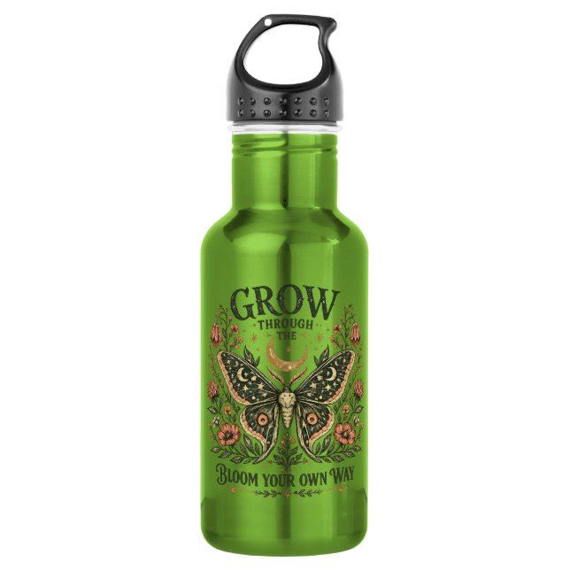 Celestial Moth Floral Sticker 532 Ml Water Bottle (Front)