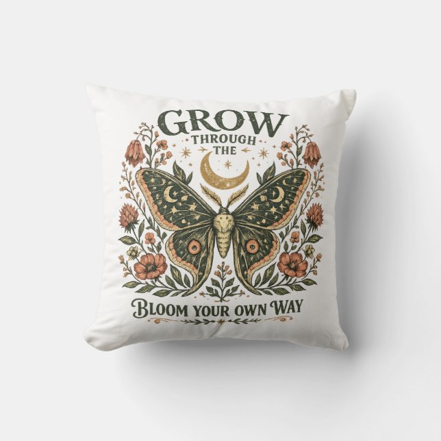 Celestial Moth Floral Sticker Cushion (Front)