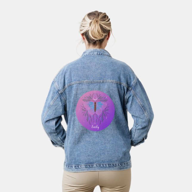 Celestial Moth Personalised Denim Jacket (Model)