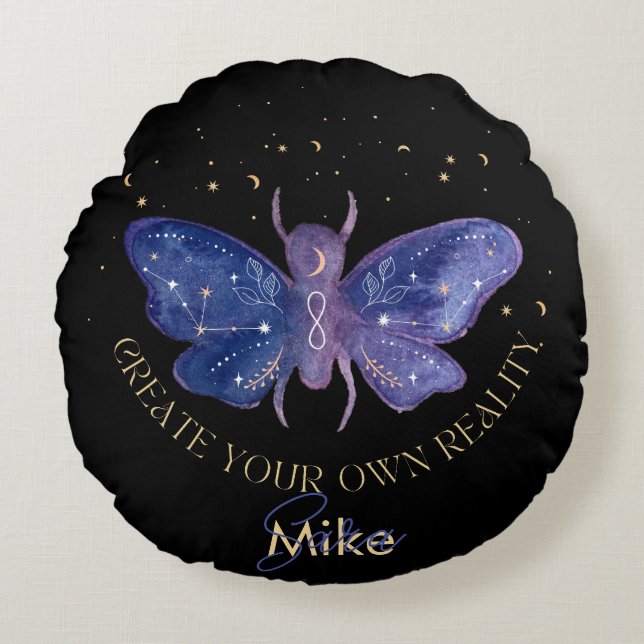 Celestial Moth Personalised  Round Cushion (Front)