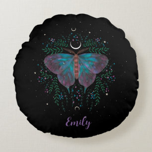 Celestial Moth Personalised Round Cushion