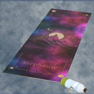 Celestial Mountain Sunrise Monogram Gold Burgundy Yoga Mat