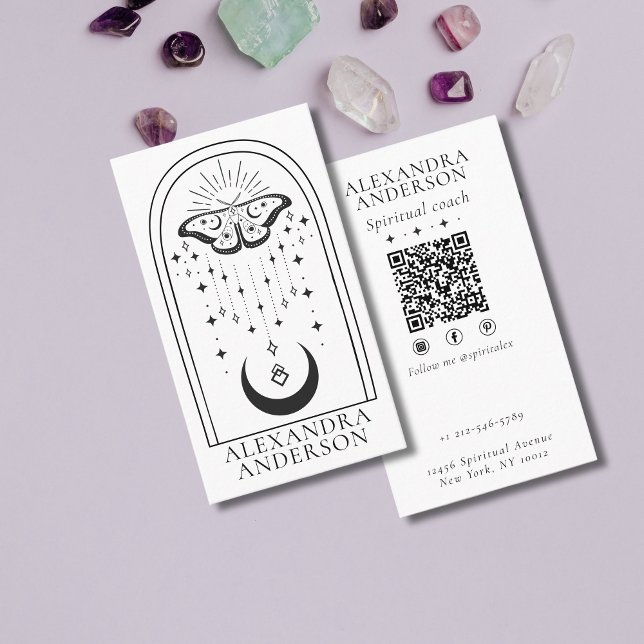 Celestial Mystic Esoteric Moth and Moon Spiritual Business Card (Celestial Mystic Esoteric Moth and Moon Spiritual Business Card)