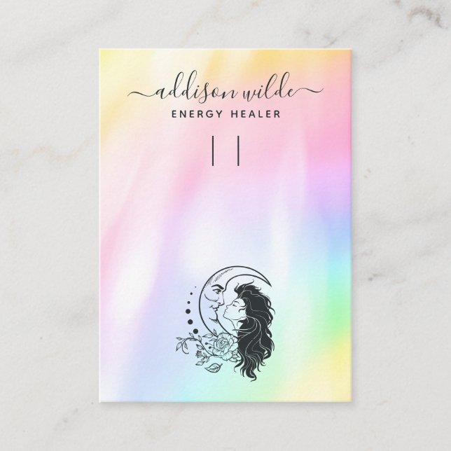 Celestial Mystic Moon Goddess Keychain Display Business Card (Front)