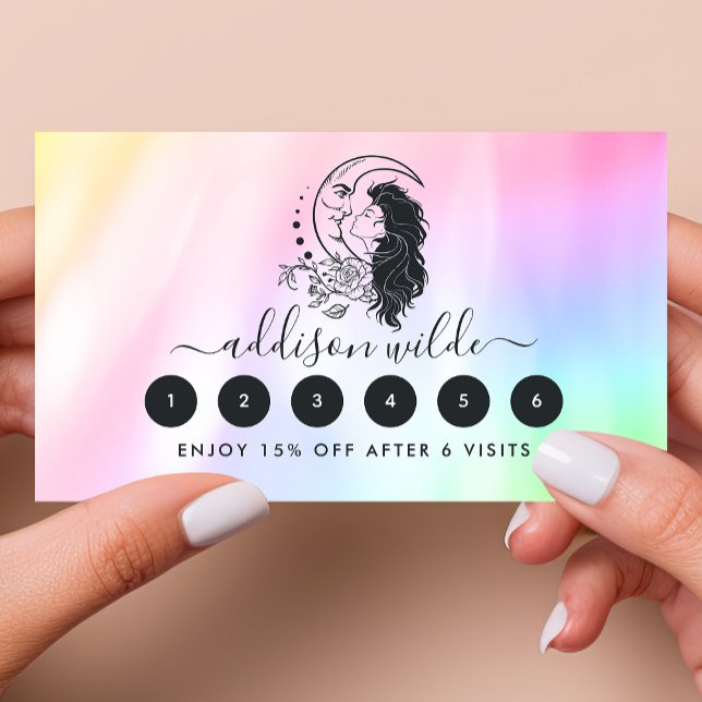Celestial Mystic Moon Goddess Rainbow Loyalty Card (Creator Uploaded)
