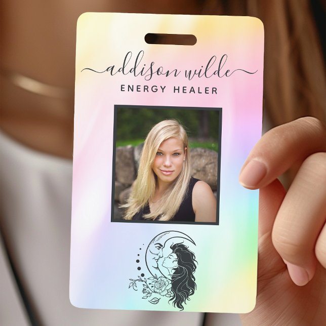 Celestial Mystic Moon Goddess Rainbow Photo ID Badge (Creator Uploaded)