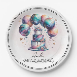 Celestial Mystical Cosmic Astrology Birthday Party Paper Plate