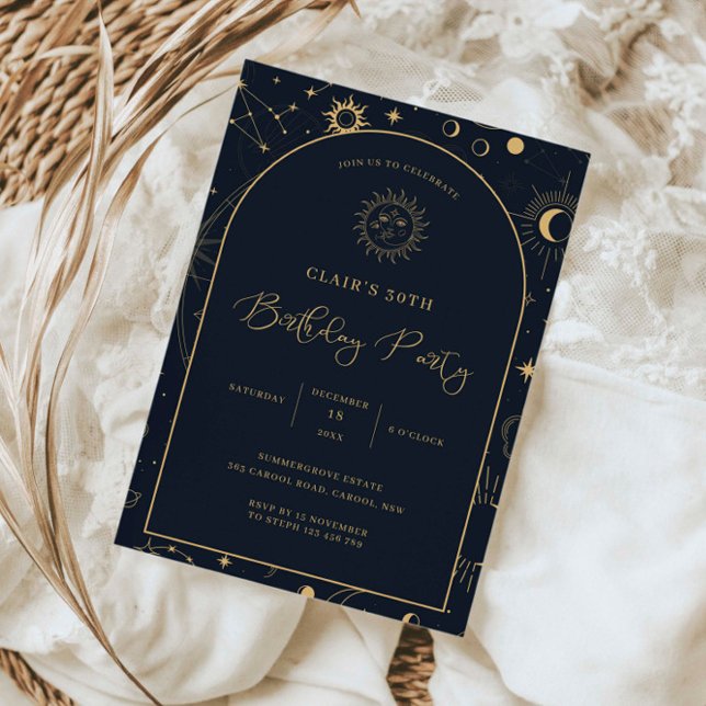 Celestial Mystical Elements Starsign 30th birthday Invitation (Creator Uploaded)