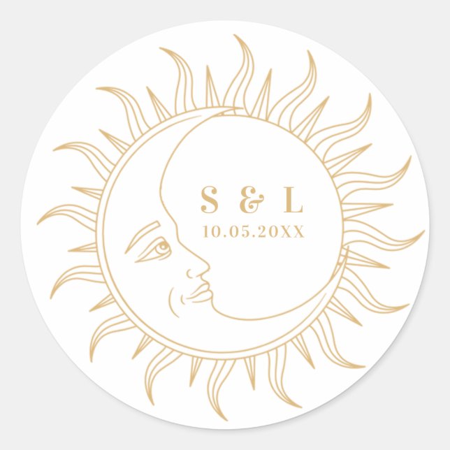 Celestial Mystical Elements Starsigns Envelope Classic Round Sticker (Front)