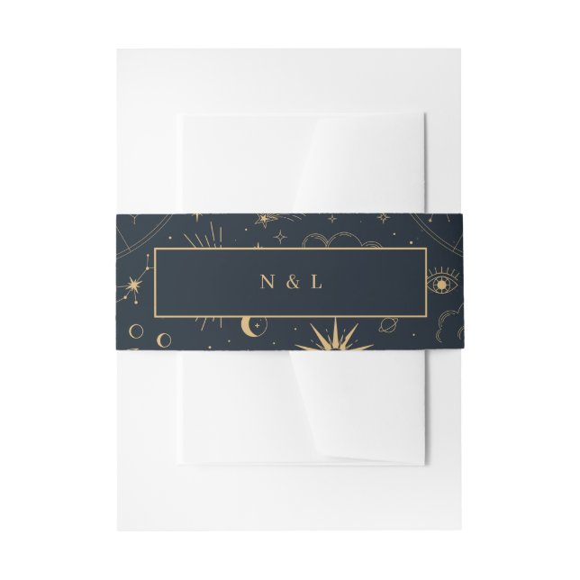 Celestial Mystical Elements Starsigns Invitation Belly Band (Front Example)