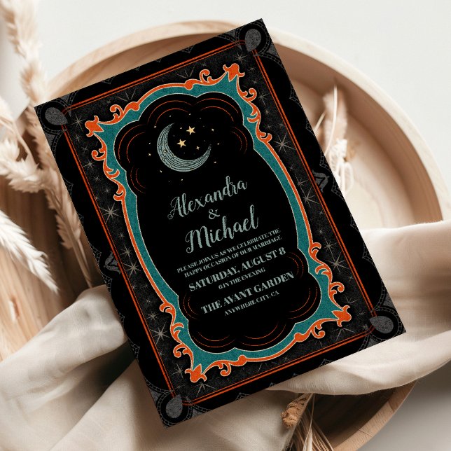 Celestial Mystical Moon Starry Night Wedding Invitation (Creator Uploaded)