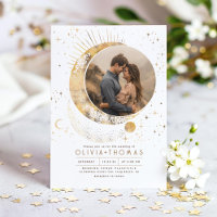 Celestial Mystical Moon Starry Night Wedding Photo
