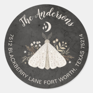 Celestial Mystical Moth Return Address Label