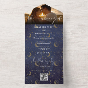 Celestial Mystical QR Code Wedding Photo All In One Invitation