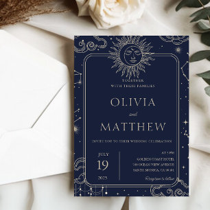 Celestial Mystical Starry Night Moon Stars Wedding Invitation