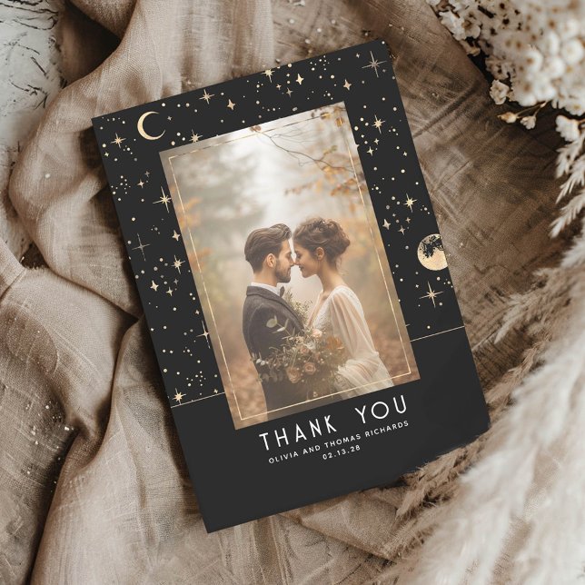 Celestial & Mystical Starry Night Thank You Photo (Thank You Wedding Photo Card)