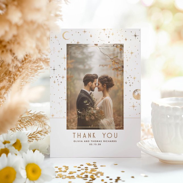 Celestial & Mystical Starry Night Thank You Photo Card (Stars Thank You Photo Card)