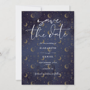 Celestial Mystical Stars And Moon QR Code Wedding Save The Date