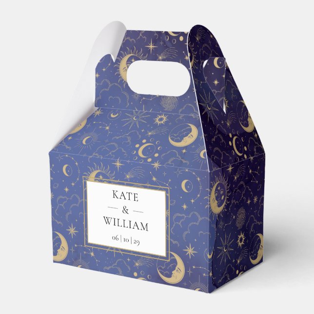 Celestial Mystical Stars And Moons Wedding Favour Box (Front Side)