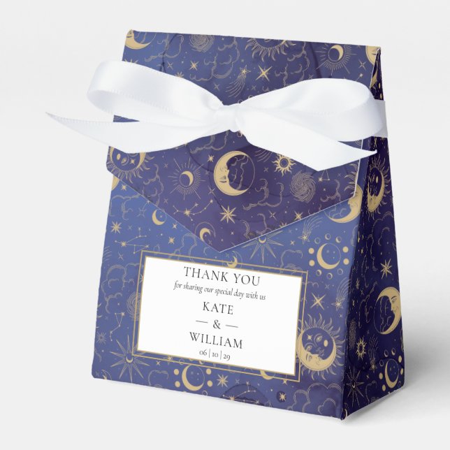 Celestial Mystical Stars And Moons Wedding Favour Box (Front Side)