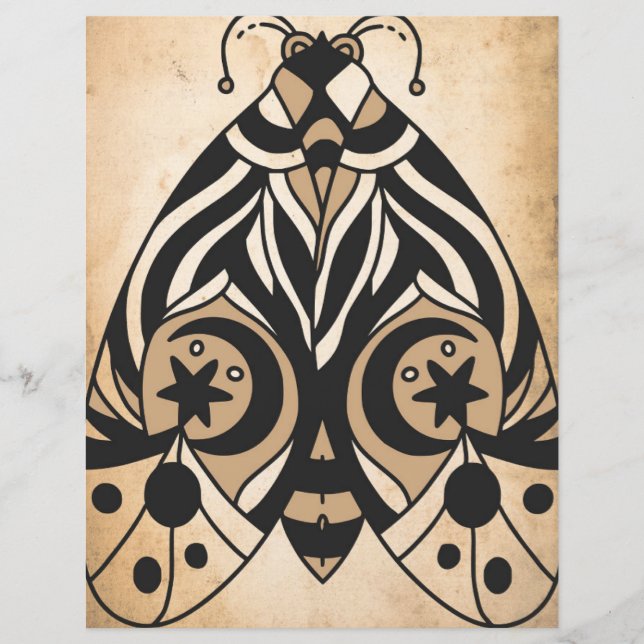 Celestial mystical vintage moth scrapbook paper (Front)