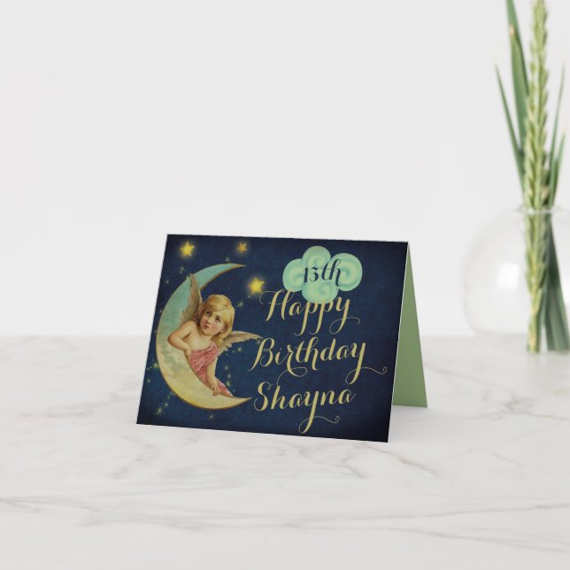 Celestial Name and Age Custom Birthday Card (Front)