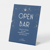 Celestial Navy Blue and Gold Wedding Open Bar