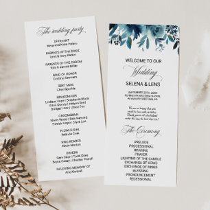 Celestial Navy Blue Floral Wedding Program