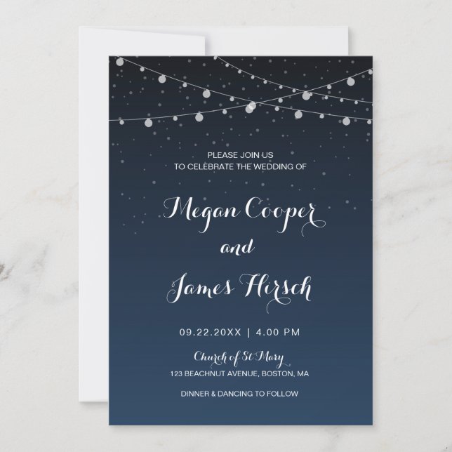 Celestial Navy Blue Starry Night Wedding Invitation (Front)