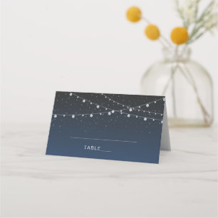 Celestial Navy Blue Starry Night Wedding Place Card