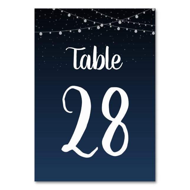 Celestial Navy Blue Starry Night Wedding Table Number (Back)