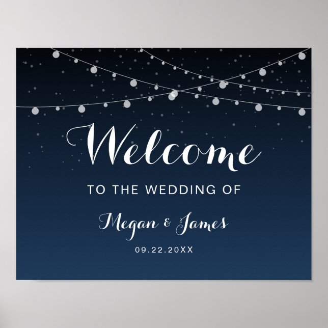 Celestial Navy Blue Starry Night Wedding Welcome Poster (Front)