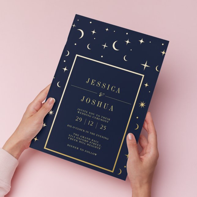 Celestial Navy Blue Vintage Star Moon Golden Foil (Creator Uploaded)