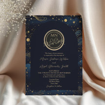 Celestial Navy Gold Monogram Wedding