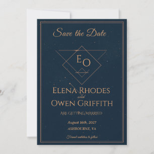 Celestial Navy Gold Starry Night Save the Date