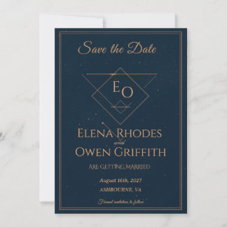 Celestial Navy Gold Starry Night Save the Date