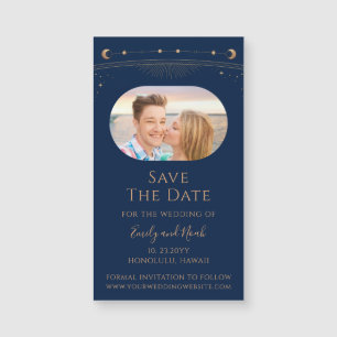 Celestial Navy Gold Sun Moon Stars Wedding Photo