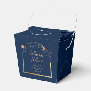 Celestial Navy Gold Sun Moon Wedding Thank You Favour Box