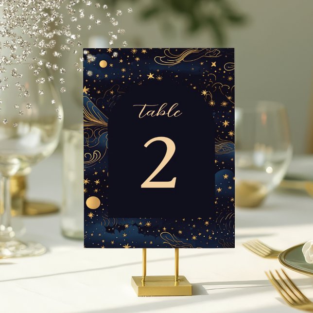 Celestial Navy Gold Wedding Table Number (Creator Uploaded)