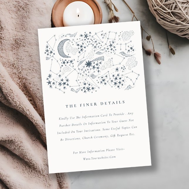 Celestial Navy Starry Night Moon Wedding Details Enclosure Card (Creator Uploaded)