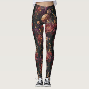Celestial Nebula Crystal Planet Purple Leggings