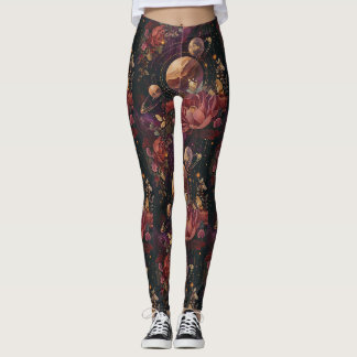 Celestial Nebula Crystal Planet Purple Leggings