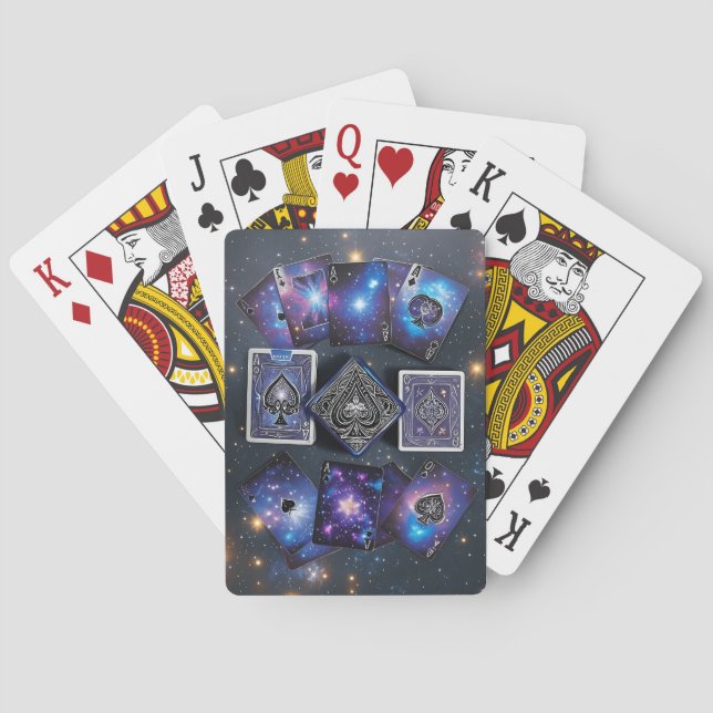 Celestial Nebula Galaxy Space Themed Playing Cards (Back)