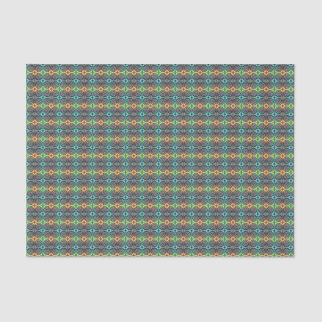 Celestial Neon Mandala Retro-Modern Ribbon Tissue Paper (Front)