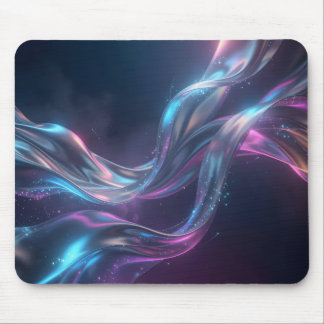 Celestial Neon Silk Flow Luminous Abstract Cosmic Mouse Pad