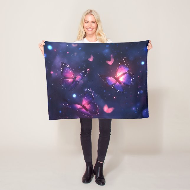 Celestial Night Butterfly Garden Fleece Blanket (In Situ)