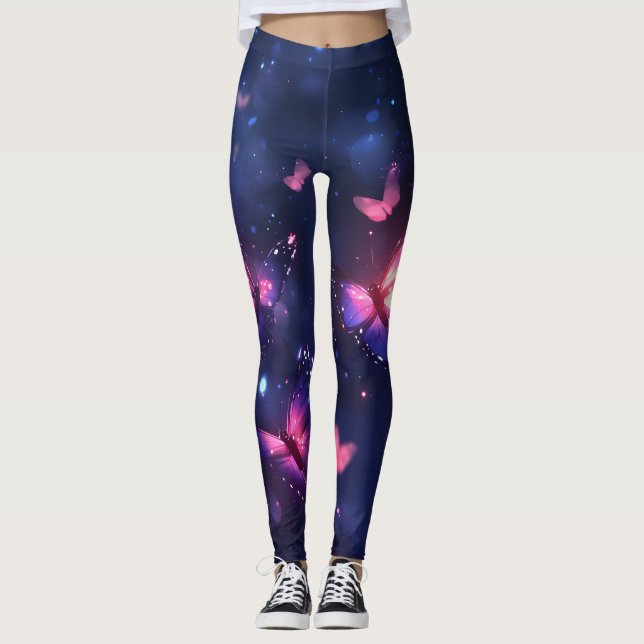 Celestial Night Butterfly Garden Leggings (Front)