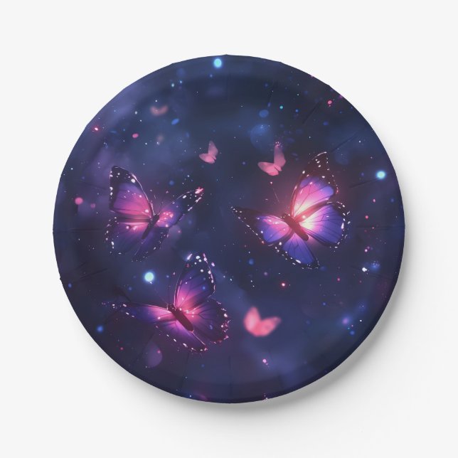 Celestial Night Butterfly Garden Paper Plate (Front)