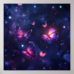 Celestial Night Butterfly Garden Poster